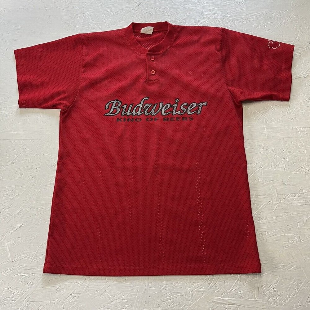 Vintage Budweiser A's MLB Baseball Jersey Don Alleson Athletic Mens Size Large